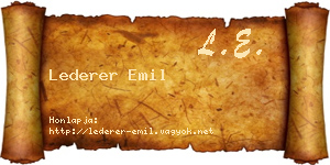 Lederer Emil névjegykártya